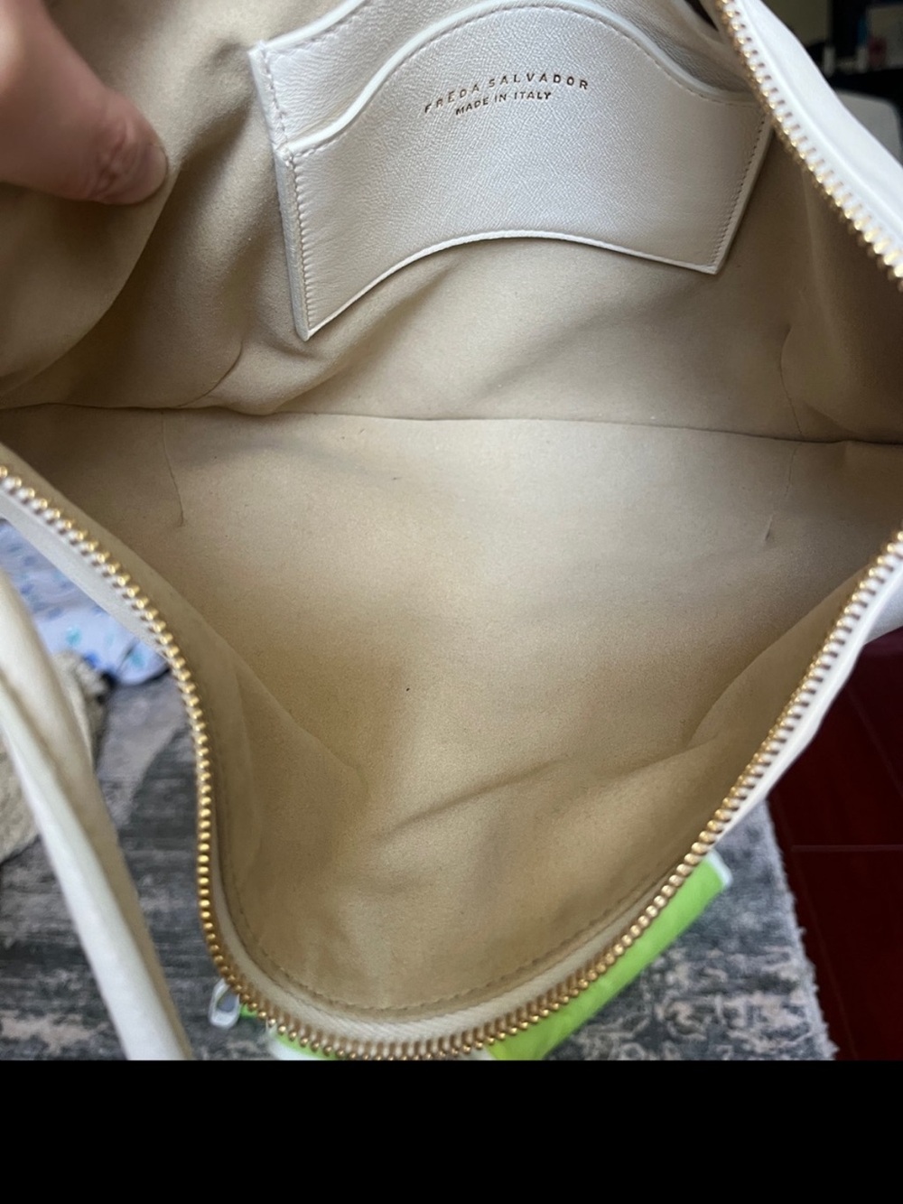 Freda Salvador Cream Half-Moon Leather Shoulder Bag - Picture 3 of 8